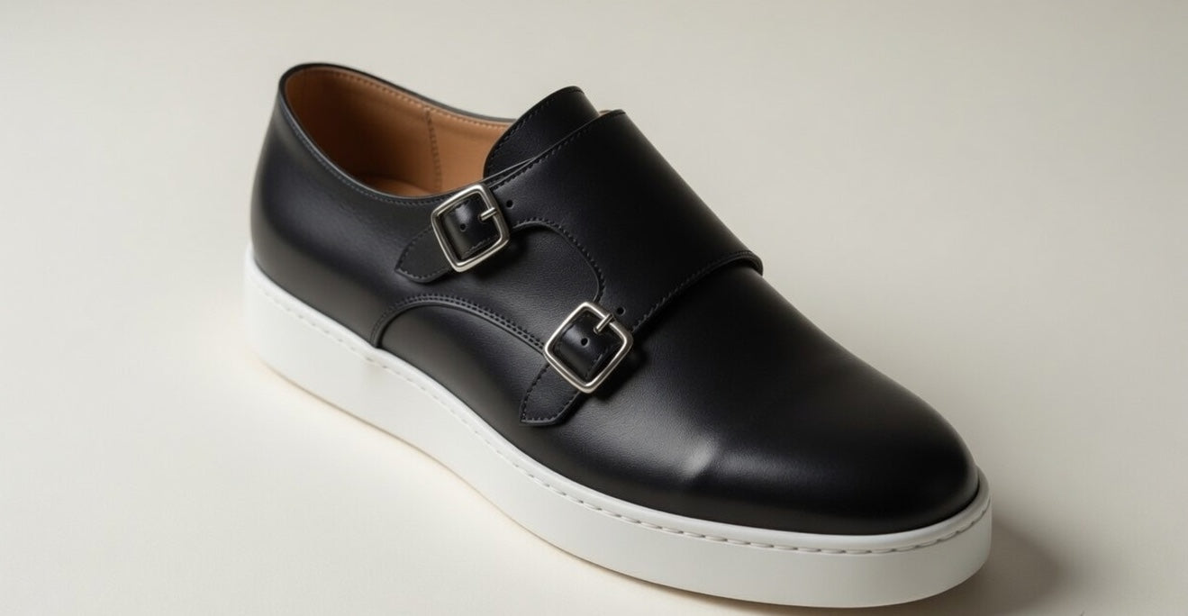 ENVOY BLACK | DOUBLE BUCKLE LEATHER MONK
