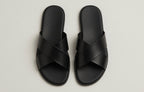 NOIR BLACK | CROSS STRAP LEATHER SANDAL
