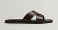 NOIR BROWN | CROSS STRAP LEATHER SANDAL