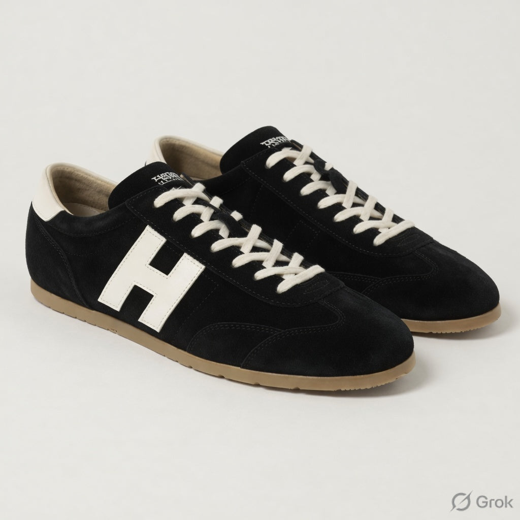 VARSITY BLACK | SUEDE LEATHER LACEUP TRAINER
