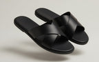 NOIR BLACK | CROSS STRAP LEATHER SANDAL