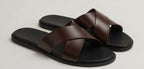NOIR BROWN | CROSS STRAP LEATHER SANDAL