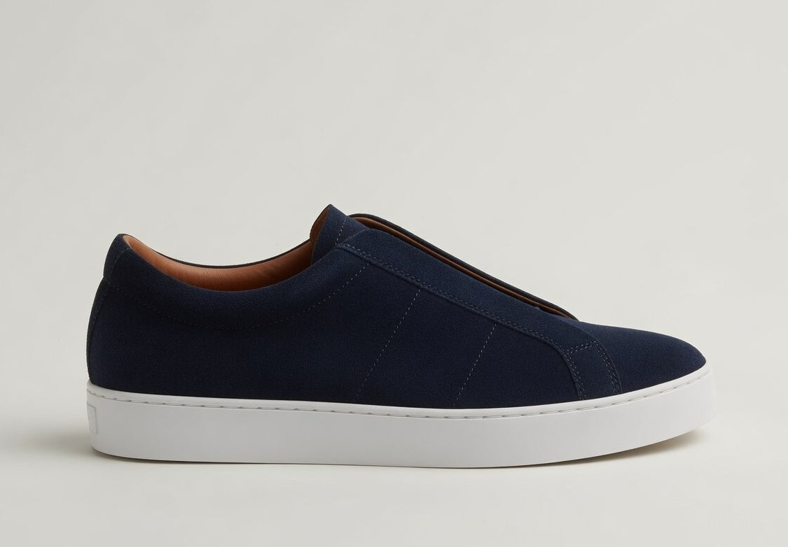 PECKHAM NAVY | SUEDE LEATHER MID RISE SNEAKER