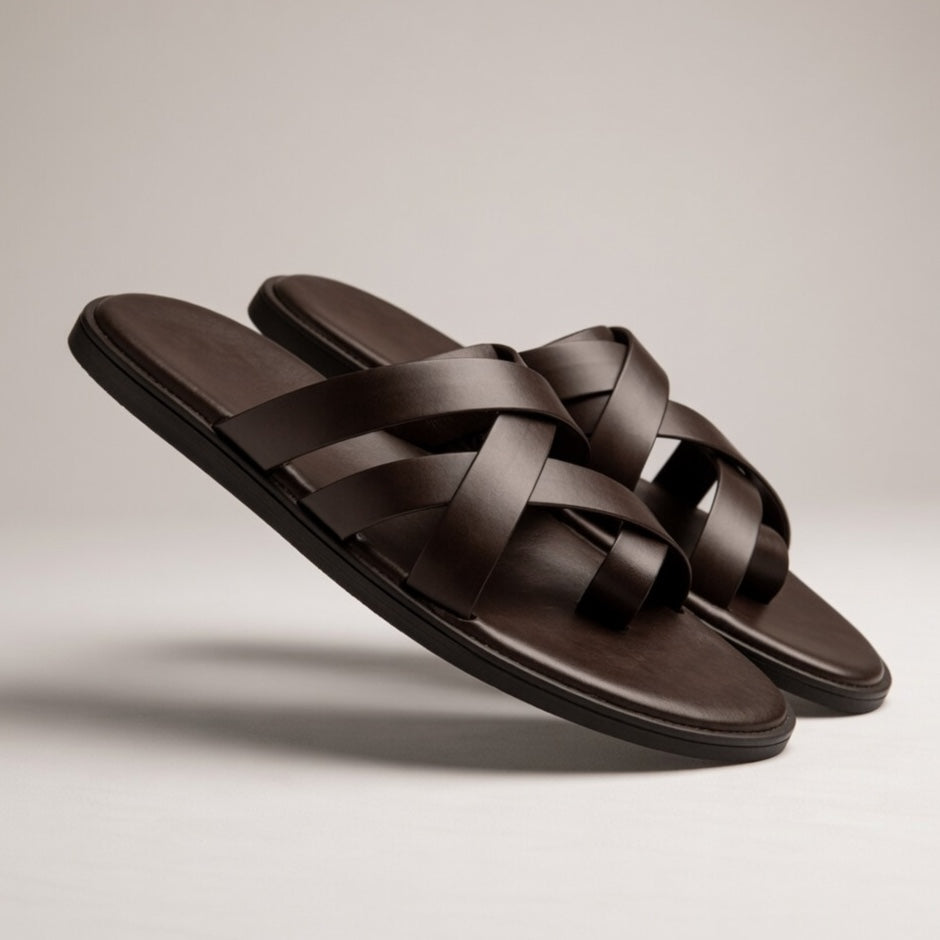 NODO BROWN | LEATHER STRAP SANDAL