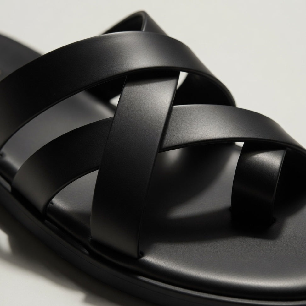 NODO BLACK | LEATHER STRAP SANDAL