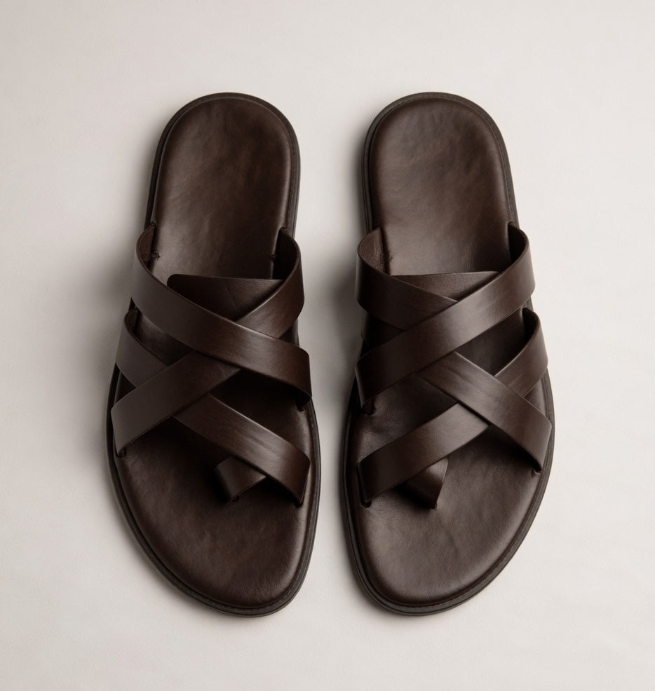 NODO BROWN | LEATHER STRAP SANDAL
