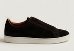 PECKHAM BLACK | SUEDE LEATHER MID RISE SNEAKER