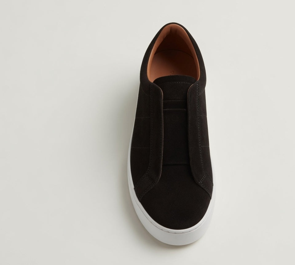 PECKHAM BLACK | SUEDE LEATHER MID RISE SNEAKER