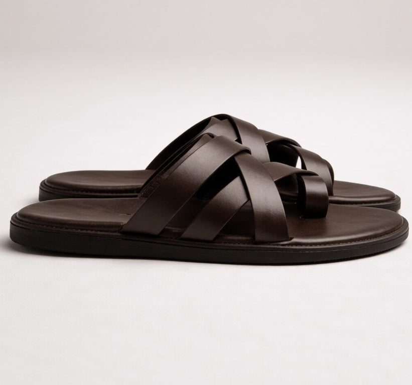 NODO BROWN | LEATHER STRAP SANDAL