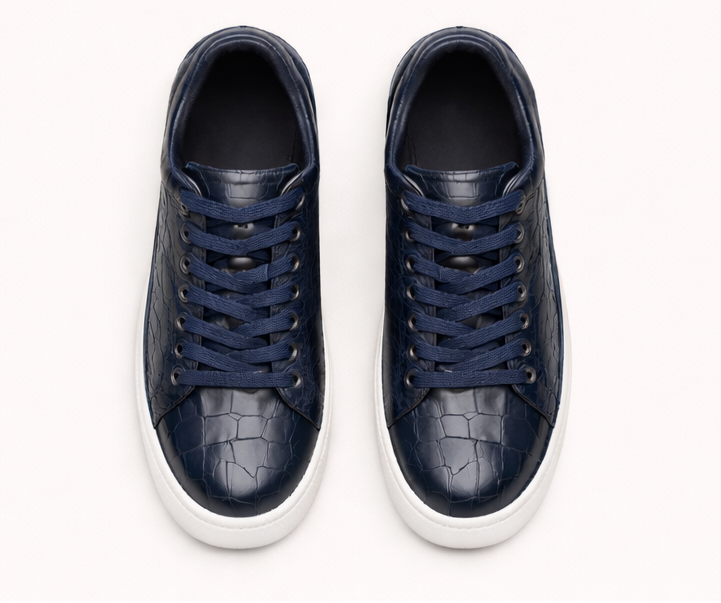 MARE NAVY | CROCO LEATHER SNEAKER