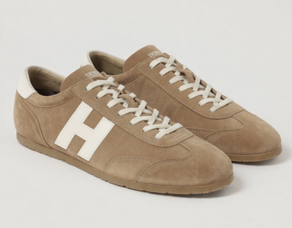 VARSITY BEIGE | SUEDE LEATHER LACEUP TRAINER