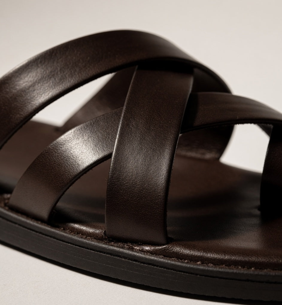 NODO BROWN | LEATHER STRAP SANDAL