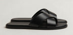 NOIR BLACK | CROSS STRAP LEATHER SANDAL