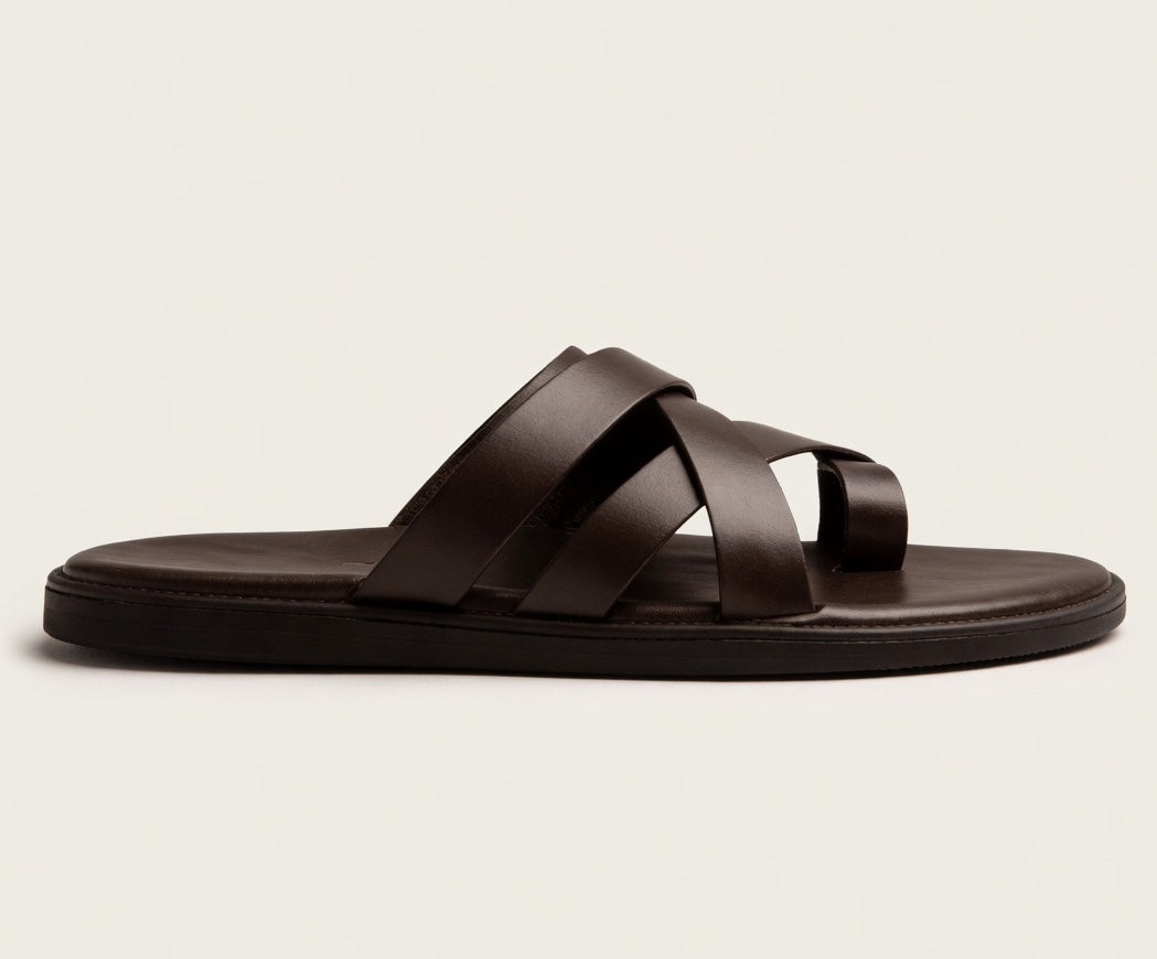 NODO BROWN | LEATHER STRAP SANDAL
