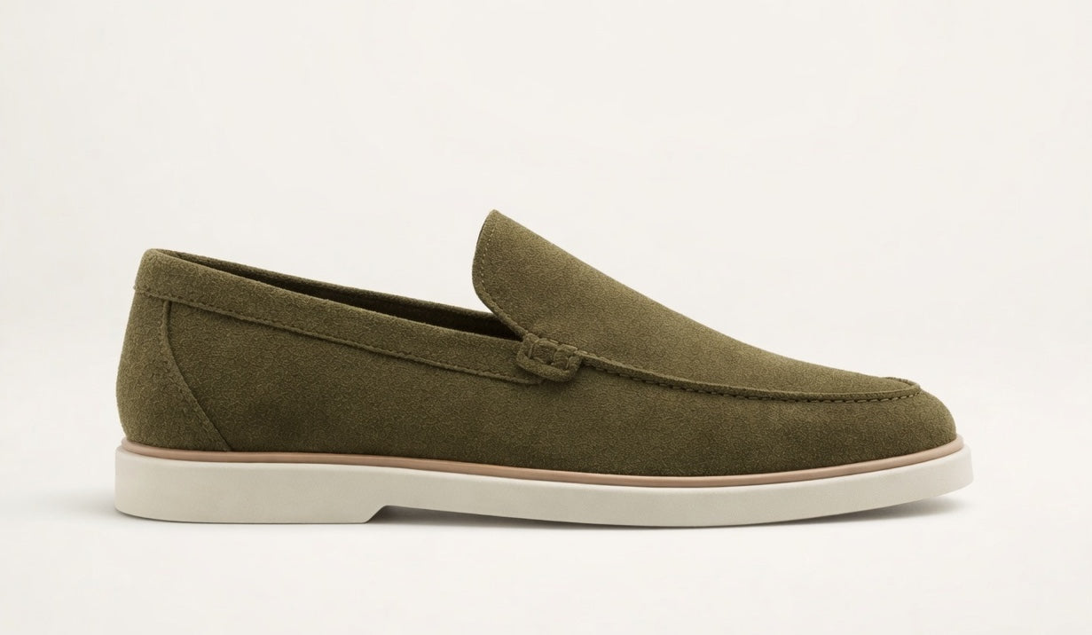 VELA OLIVE | SUEDE LEATHER SLIP ON LOAFER