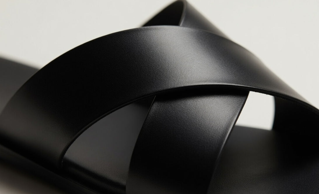 NOIR BLACK | CROSS STRAP LEATHER SANDAL
