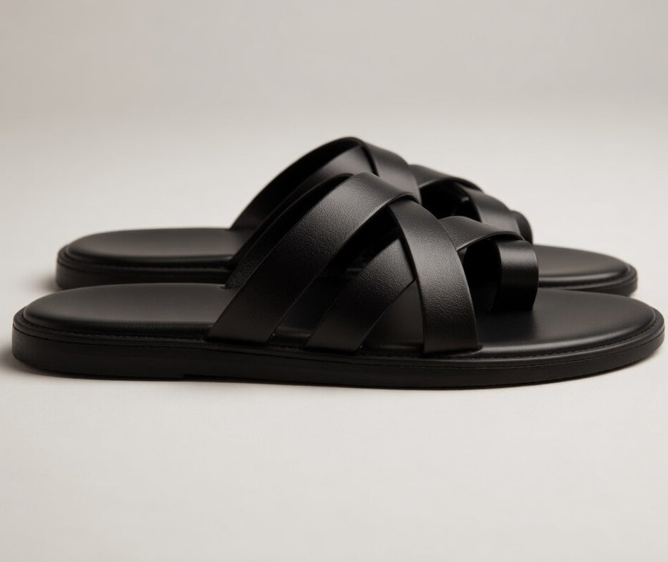 NODO BLACK | LEATHER STRAP SANDAL