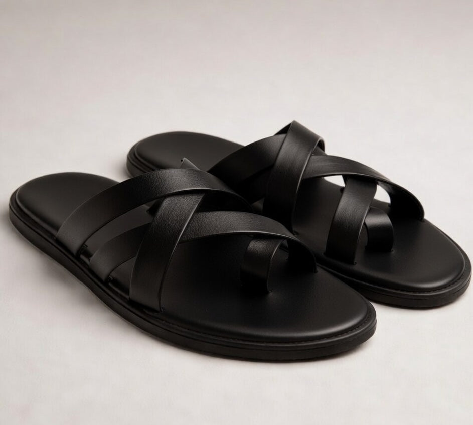 NODO BLACK | LEATHER STRAP SANDAL