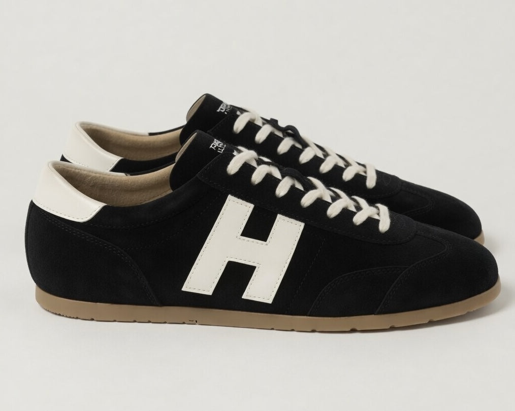 VARSITY BLACK | SUEDE LEATHER LACEUP TRAINER