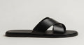 NOIR BLACK | CROSS STRAP LEATHER SANDAL
