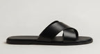 NOIR BLACK | CROSS STRAP LEATHER SANDAL