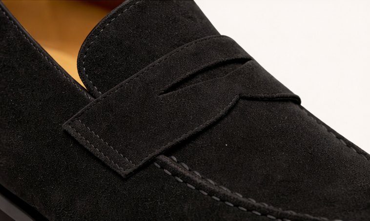 PIENO BLACK | SUEDE LEATHER PENNY LOAFER