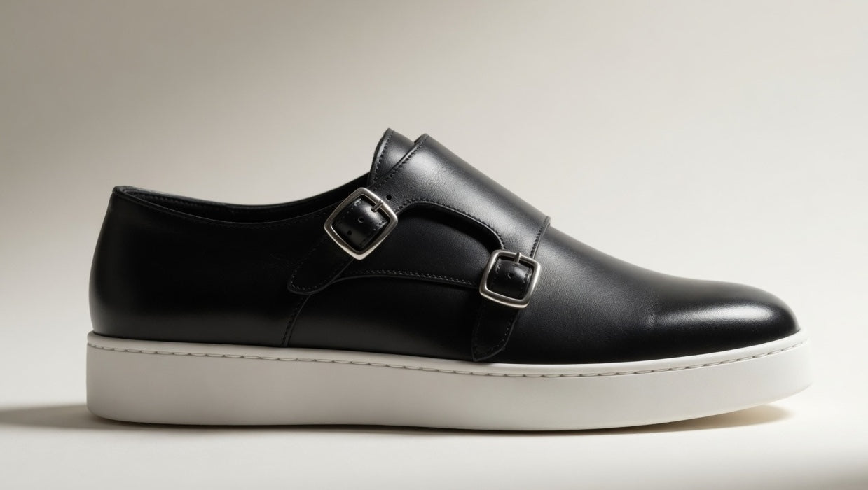 ENVOY BLACK | DOUBLE BUCKLE LEATHER MONK