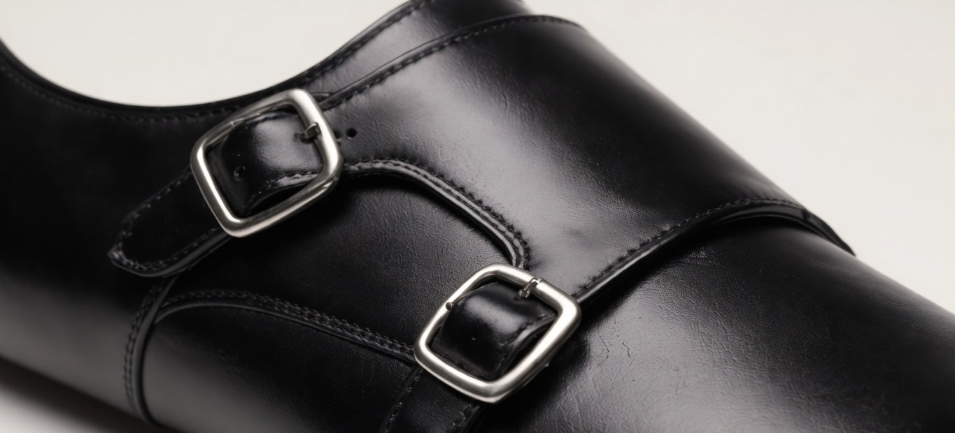 ENVOY BLACK | DOUBLE BUCKLE LEATHER MONK