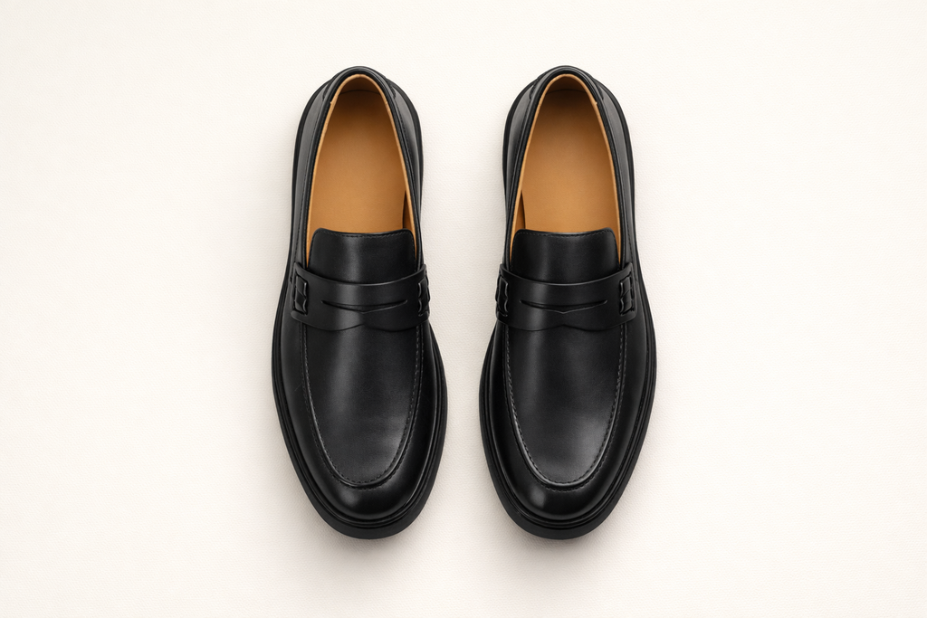 FUSO BLACK / BLACK | LEATHER PENNY LOAFER