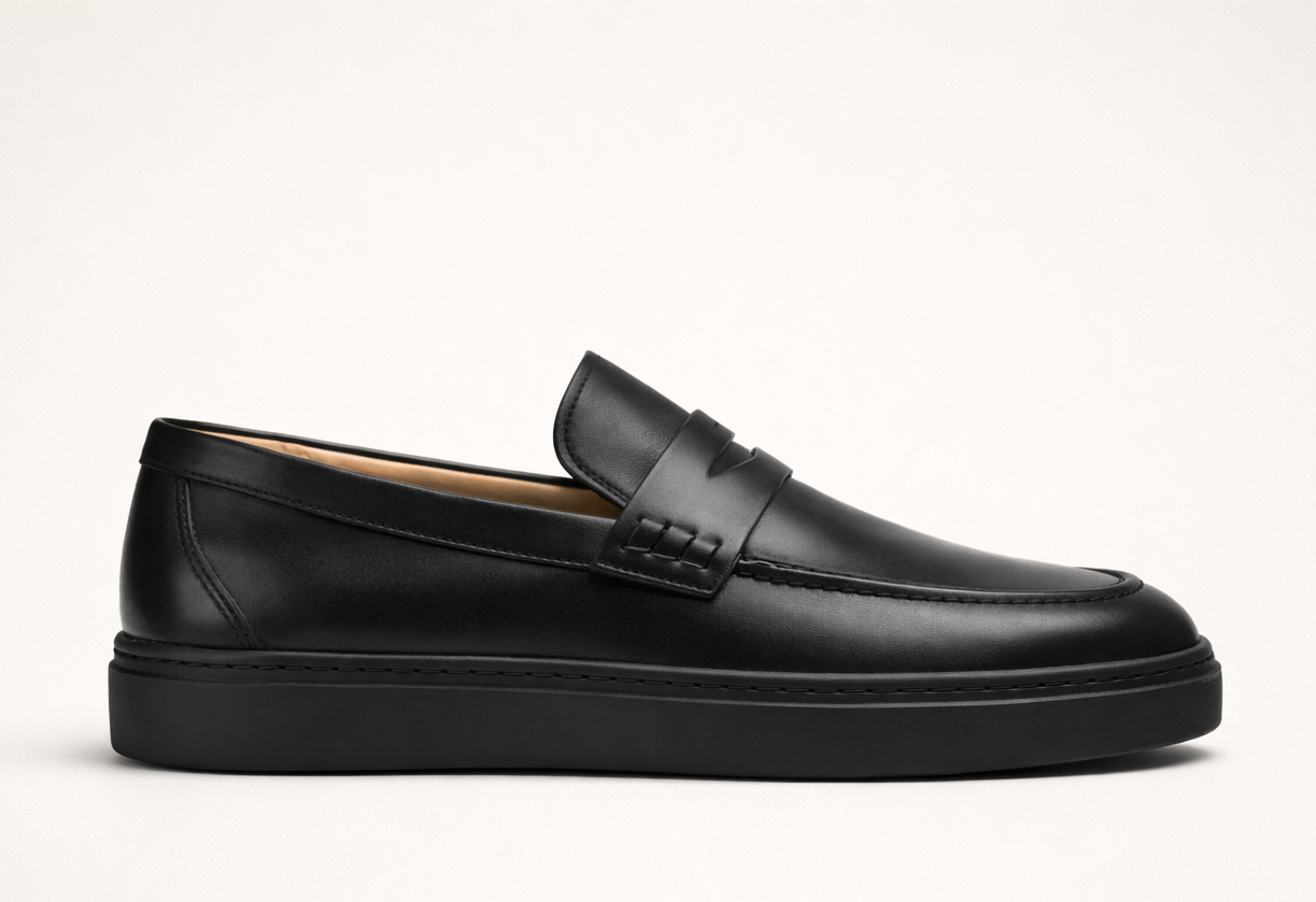 FUSO BLACK / BLACK | LEATHER PENNY LOAFER