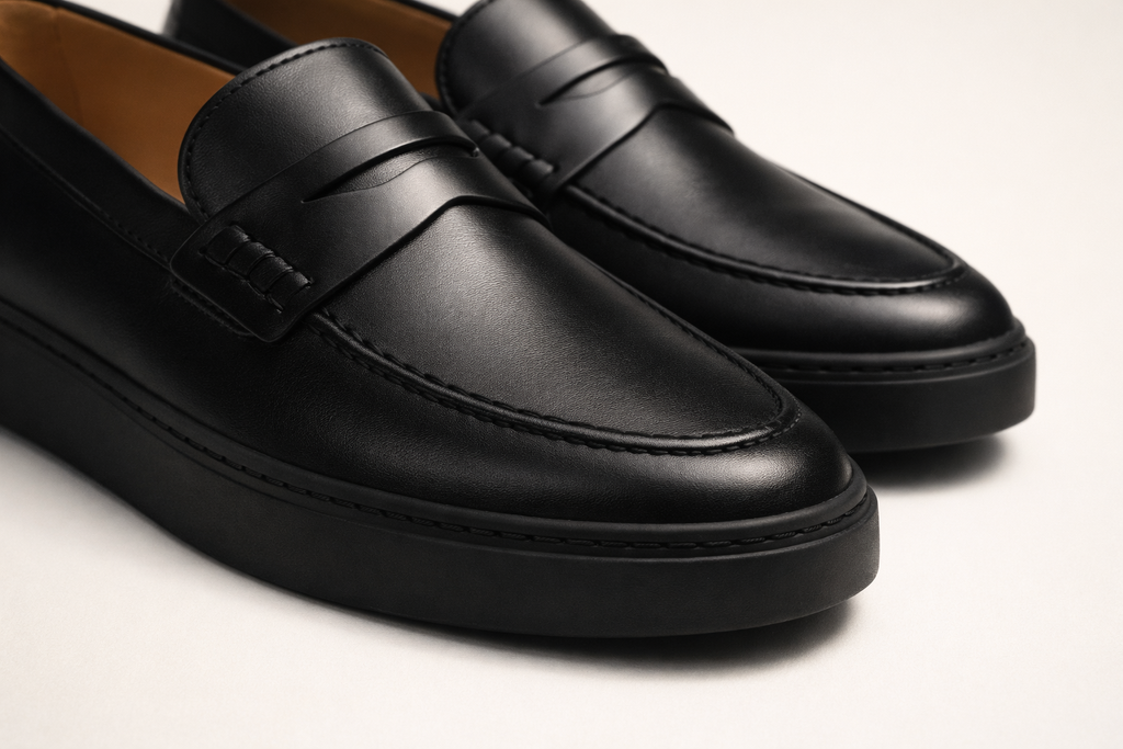 FUSO BLACK / BLACK | LEATHER PENNY LOAFER