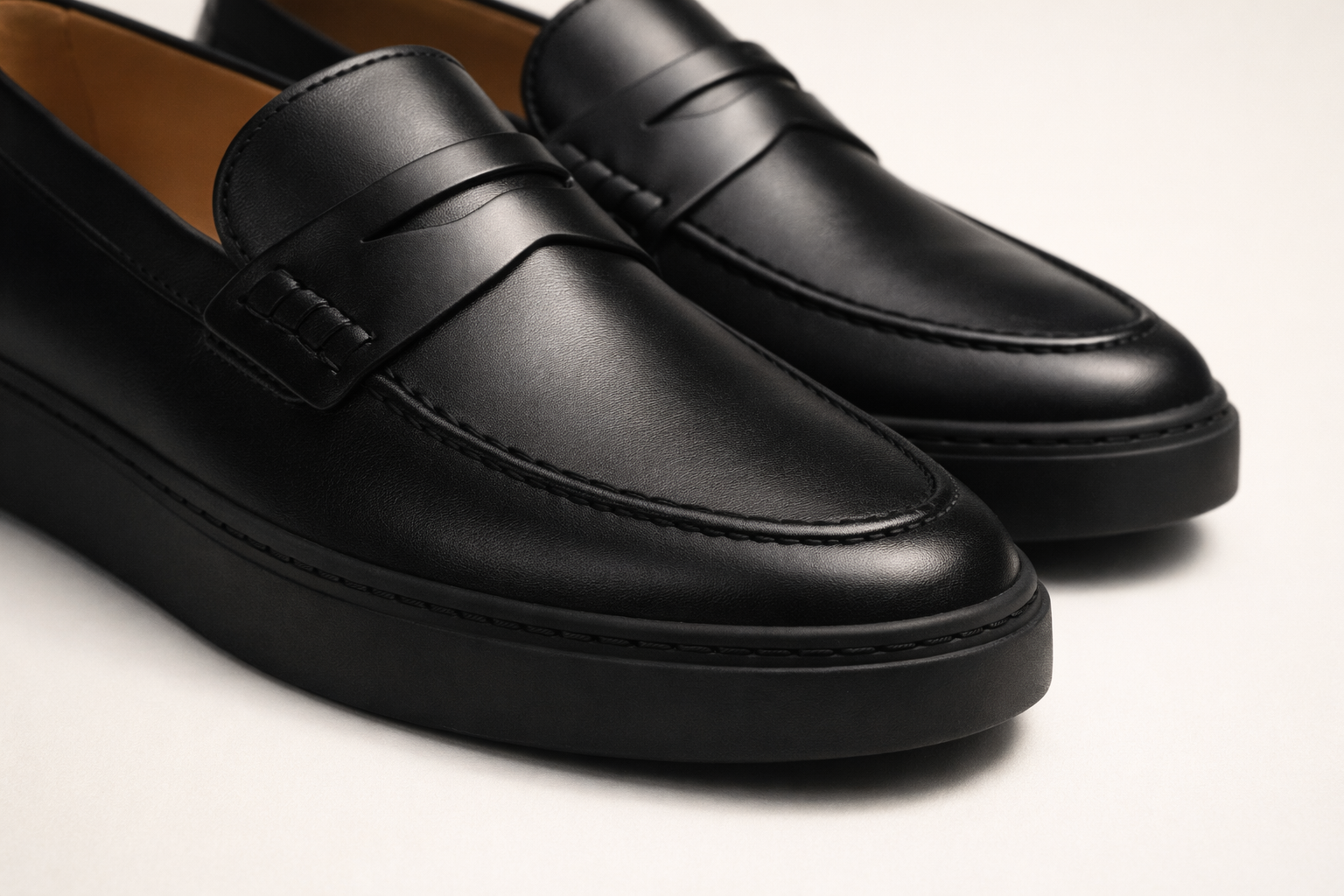 FUSO BLACK / BLACK | LEATHER PENNY LOAFER