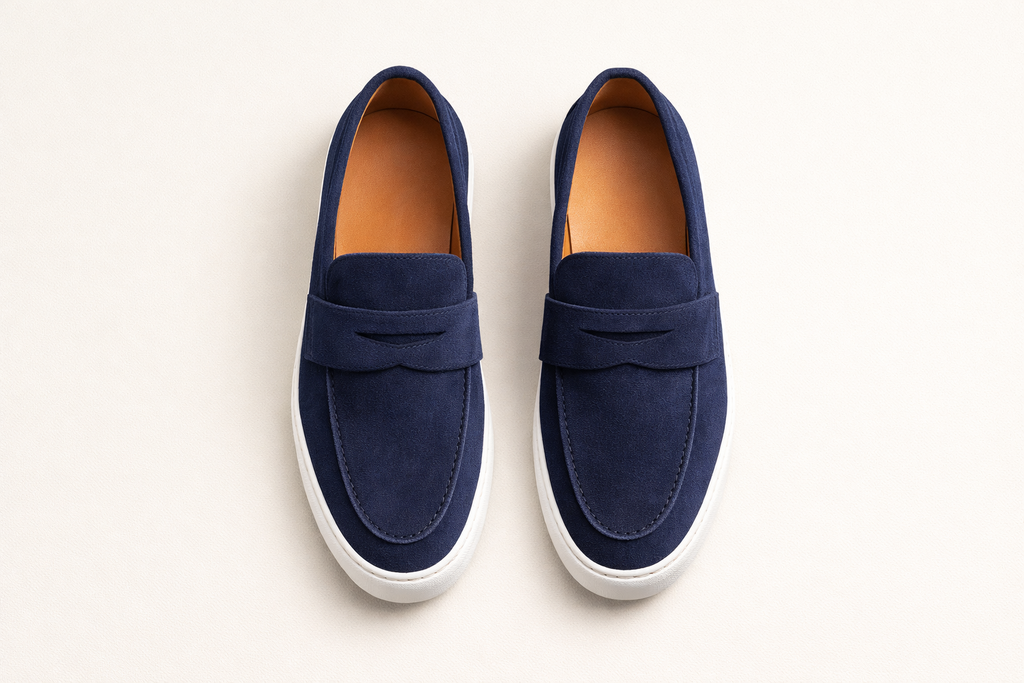 GREZZO NAVY | SUEDE LEATHER SLIP ON LOAFERR