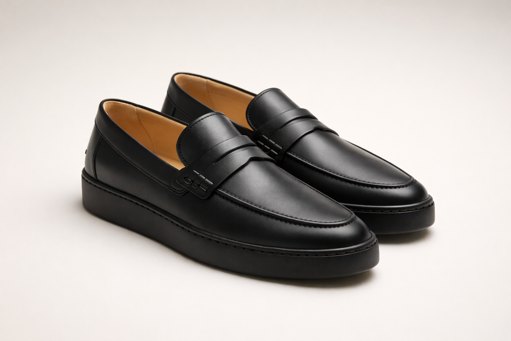 FUSO BLACK / BLACK | LEATHER PENNY LOAFER