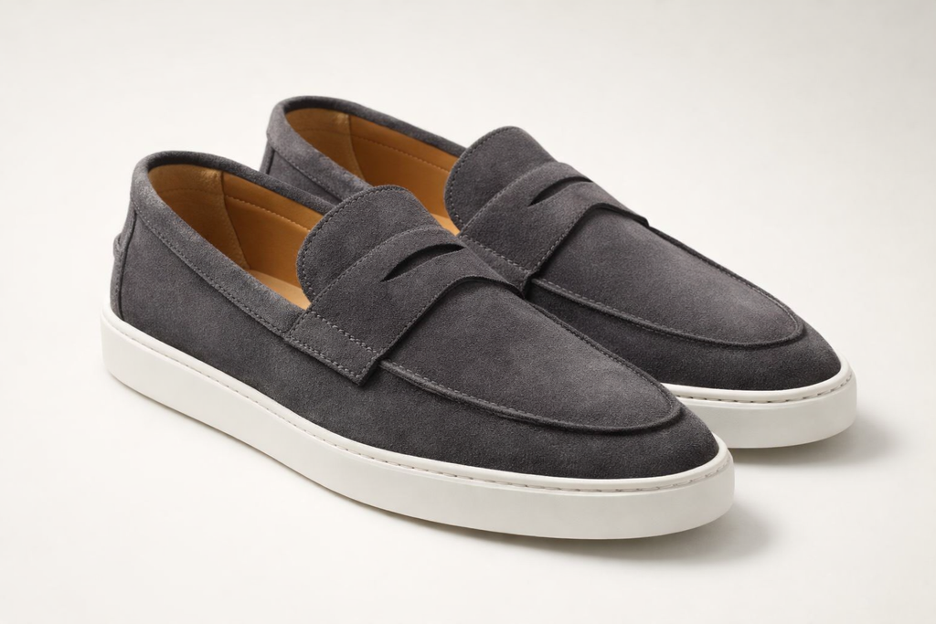 GREZZO CHARCOAL GREY | SUEDE LEATHER SLIP ON LOAFER
