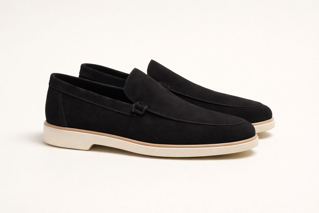 VELA BLACK | SUEDE LEATHER SLIP ON LOAFER