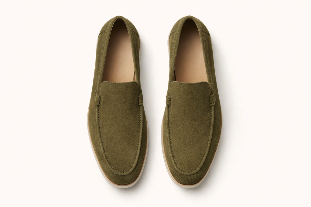 VELA OLIVE | SUEDE LEATHER SLIP ON LOAFER
