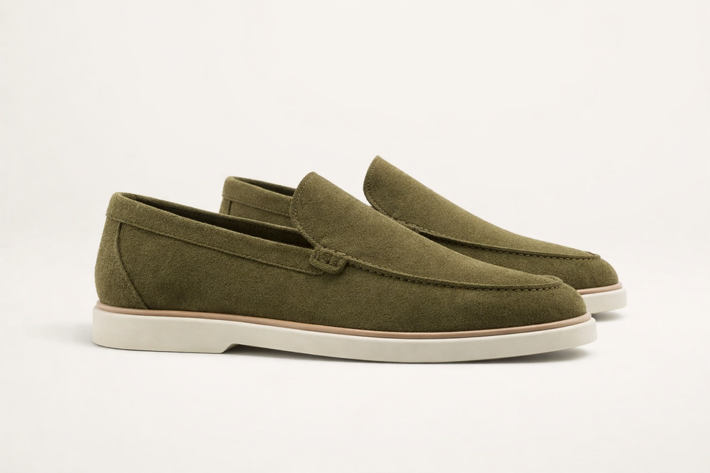 VELA OLIVE | SUEDE LEATHER SLIP ON LOAFER