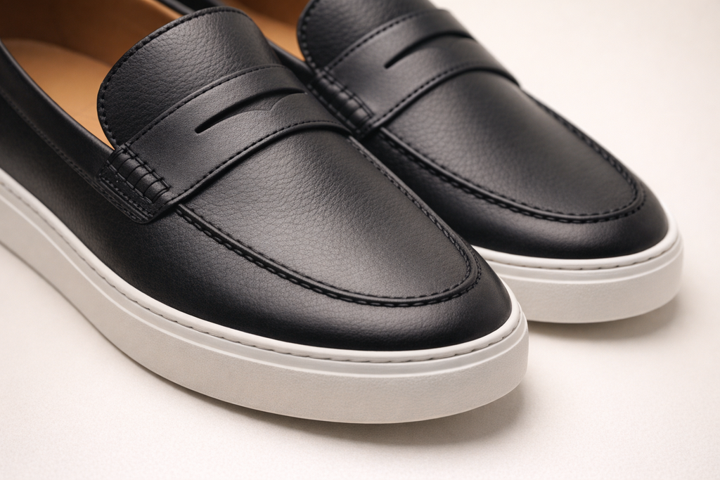 FUSO BLACK / WHITE | LEATHER PENNY LOAFER