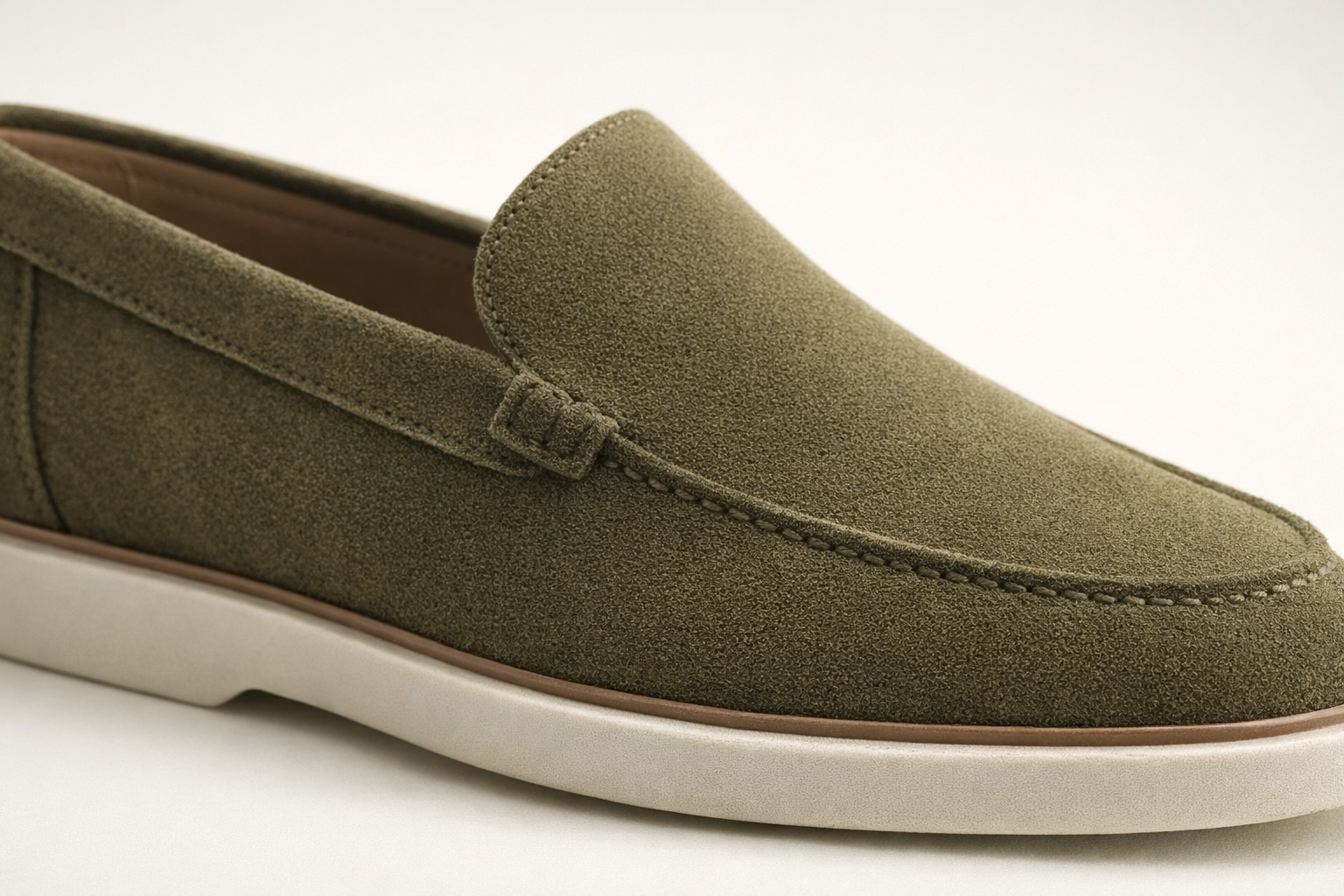 VELA OLIVE | SUEDE LEATHER SLIP ON LOAFER