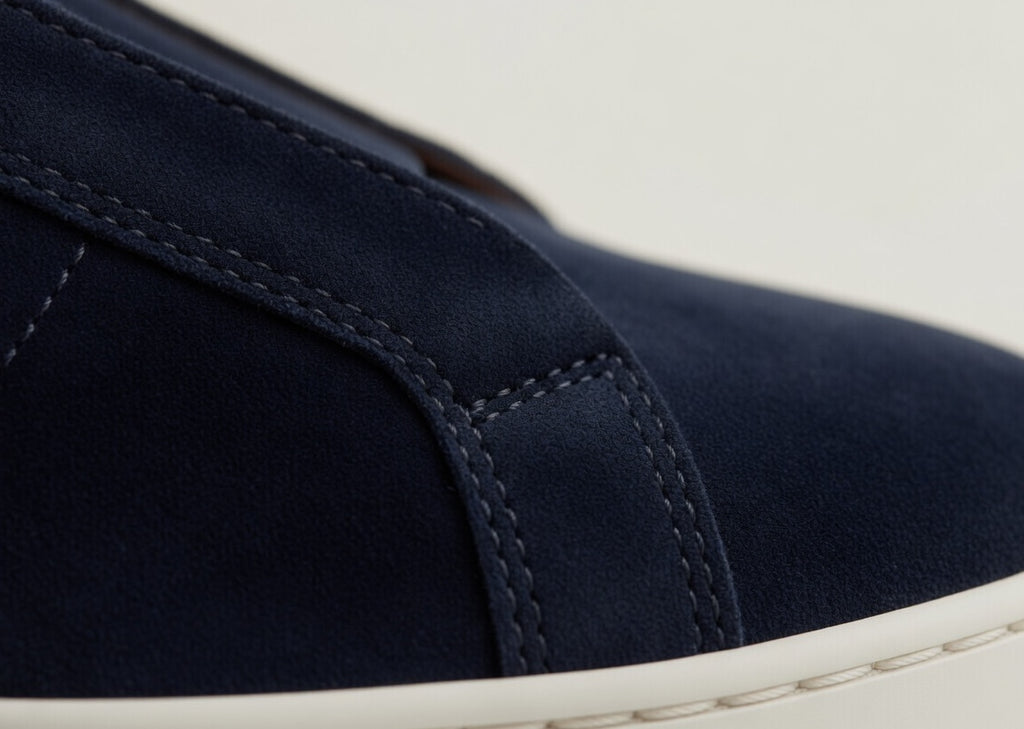 PECKHAM NAVY | SUEDE LEATHER MID RISE SNEAKER