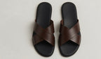 NOIR BROWN | CROSS STRAP LEATHER SANDAL