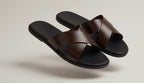NOIR BROWN | CROSS STRAP LEATHER SANDAL