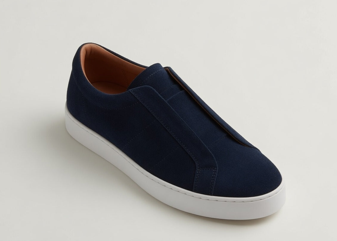 PECKHAM NAVY | SUEDE LEATHER MID RISE SNEAKER