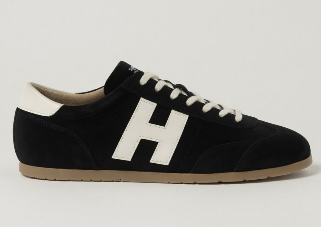 VARSITY BLACK | SUEDE LEATHER LACEUP TRAINER