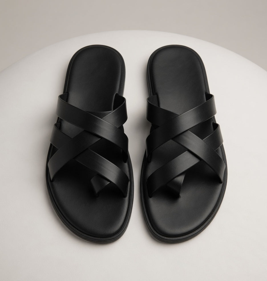 NODO BLACK | LEATHER STRAP SANDAL