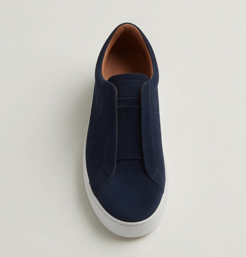 PECKHAM NAVY | SUEDE LEATHER MID RISE SNEAKER