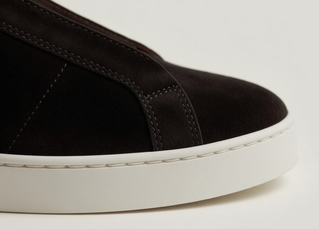 PECKHAM BLACK | SUEDE LEATHER MID RISE SNEAKER