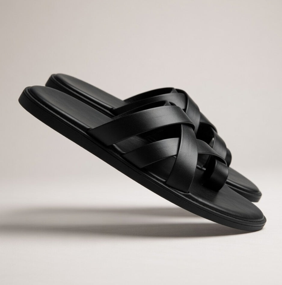 NODO BLACK | LEATHER STRAP SANDAL