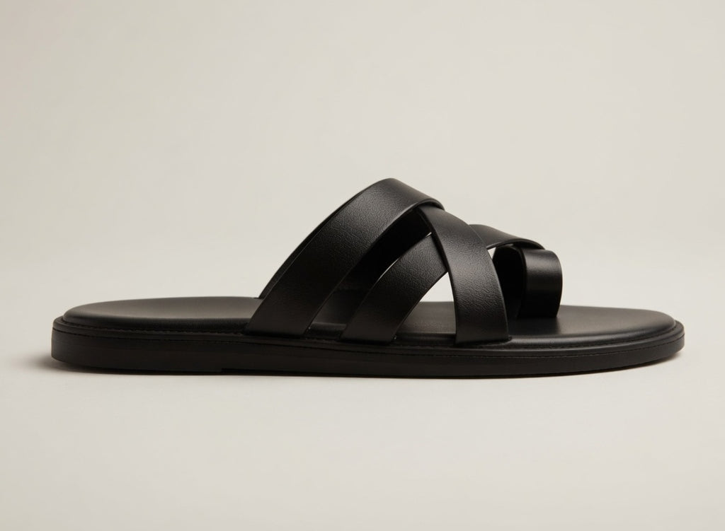 NODO BLACK | LEATHER STRAP SANDAL